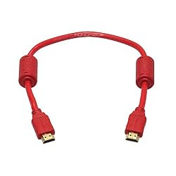 HDMI 1.3a Cable 28AWG - 1.5ft w/Ferrite Cores (Gold Plated Connectors) - RED