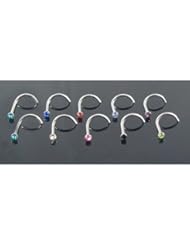 Toy: TOOGOO(R) 10x Titanium steel Nose Screw Studs 2mm Rhinestone Crystal Gem Piercing Top Nose Stud Screw - TOOGOO(R)