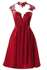 Girls Chiffon High-Neck Short Lace Homecoming Dress/Bridesmaid Dress/Party Dress 