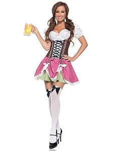 Mystery House Swiss Girl Costume, Brown/Fuschia, Large