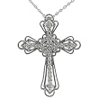 Sterling Silver Polished CZ Accent Cross