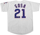 Sammy Sosa Chicago Cubs Autographed Majestic Pinstripe Replica Jersey
