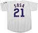 Sammy Sosa Chicago Cubs Autographed Majestic Pinstripe Replica Jersey