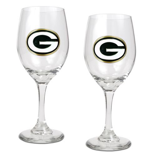 Green bay Packers NFL 2pc Wine Glass Set - Primary Logo