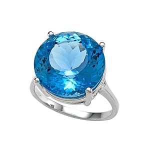 14.30 cttw Genuine Blue Topaz Ring by Effy CollectionŽ in 14k White Gold Size... by