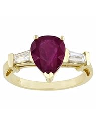 18K Yellow Gold Ruby and Diamond Ring -- LIFETIME WARRANTY