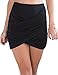 Allegrace Women Sexy Wrap Runched Stretch Draped Short Mini Pleated Skirts Black L