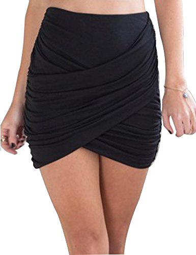 Allegrace women sexy wrap runched stretch draped short mini pleat…