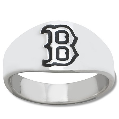 Sterling Silver Boston Red Sox "B" Enamel Ring NEW
