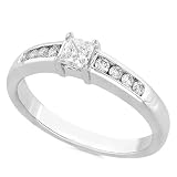 14k White Gold 1/2ctw Princess Cut Diamond Engagement Ring (HI/I1)