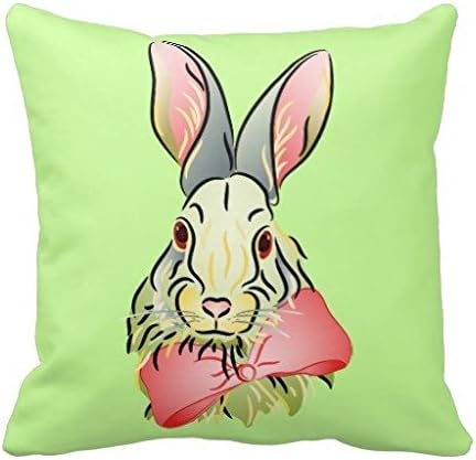 Bunny Rabbit With Large Pink Bow Throw Pillow Case