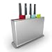 Joseph Joseph Index Plus Chopping Boards with co-ordinating knife set, Red board for raw meats, white board for cooked food, blue board for fish, green board for vegetables, set of 4 sharp knives, cooks knife, general purpose knife, filleting knife, paring knife