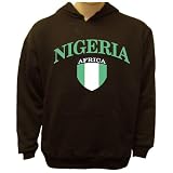 Nigeria Crest Sweatshirt, Nigerian Flag Hoodie, Large, Brown