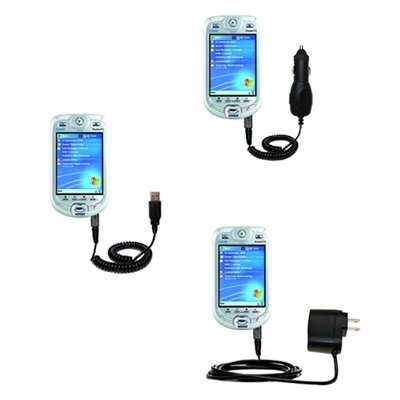 Deluxe Kit for the i-Mate Ultimate 9150 includes a USB cable with Car and Wall Charger - Gomadic Brand w/ TipExchange Technology