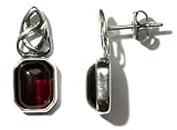 Sterling Silver Cherry Amber Celtic Design Earrings