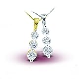 14K White Gold Three Diamond Heart Pendant - GH SI - 0.12 Ct. - 2.00 Ct.