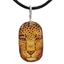 10k Yellow Gold Carved Amber Cheetah Pendant w/ Diamond Accent Bale and Silk Cord (1/20 cttw, I Color, I2-I3 Clarity) , 18"