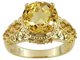 3.38CTW CITRINE 18KT OVER STERLING SILVER ANTIQUE DESIGN RING