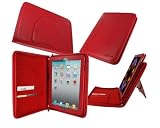 rooCASE Executive Portfolio (Red) Leather Case Cover with Landscape / Portrait View for for Apple iPad 3 / The new iPad / iPad 2 (Automatically Wakes and Puts the iPad to Sleep)