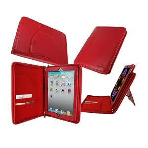 rooCASE Executive Portfolio (Red) Leather Case Cover with Landscape / Portrait View for Apple iPad 2 Wifi / 3G Model 16GB, 32GB, 64GB