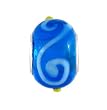 Pandora Style Charm Bead (Z290) Lampwork Glass Style (14mm x 10mm) (fits Troll too) ~ Blue with White Swirls and Yellow Dots
