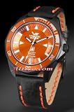 Vostok-Europe "K-3 Submarine" - Orange Dial / Black Leather Strap / Black IP Case