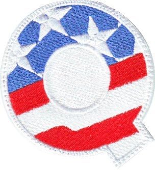 Letter Q Patriotic Embroidered Sew on Patch