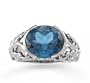 14k White Gold Oval Filigree Blue Topaz Ring