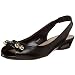 ? Perfectly styled to shift from day to night ? Kidskin leather upper ? Cushioned footbed ? TPR sole 
? 1-1/4" wedge heel ? Elastic-gored sling strap