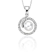Fresh Water Pearl and 0.08 ct. Diamond Pendant with Chain in 14K White Gold