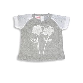 Mish Mish - Toddler Girls, Short Sleeved Top, Grey, White