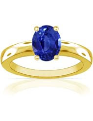 14K Yellow Gold Oval Cut Blue Sapphire Solitaire Ring
