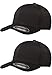 Flexfit 6533 Ultrafibre & Airmesh Fitted Cap, 2Pack (2-Black Caps) - Small/Medium