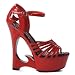 Red Wedge Sandal Shoe 6 Inch Women's Sexy Wedge Heel Open Toe Ankle Strap Size: 9