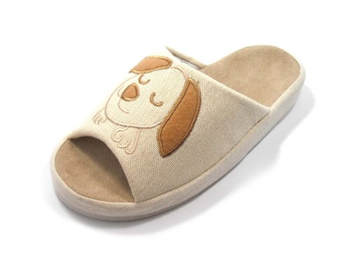 KNP26001S-Comfy Footbed Cotton Indoor Slippers with Puppy Available Four Sizes and in Variety Colors