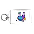 Keychain with the image of: happy, couple, earth, purse, bag, globe, smile'
