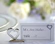 Wedding Bridal Favors Playful Hearts Silver Placecard Holders with Matching Place Cards (Set of 4): Wedding Heart Placecards