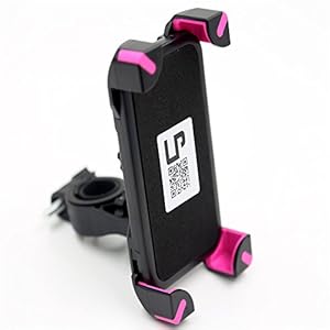 Bike Mount, LP Universal Bicycle Holder for iPhone 6 6S 6 Plus 5S 5C 4S,Samsung Galaxy S7 S6 S5 S4 Note 3 4 5,Nexus 5 6p,HTC,LG,Nokia,Other Smartphones,GPS Holds Devices ，Up To 3.7in Wide (Pink)