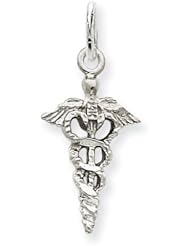 14k White Gold 3-D Caduceus Charm