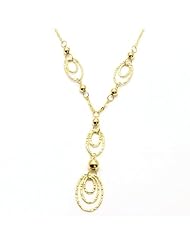 14k Yellow Gold 3.0 Grams Light Weight 2.0" Dangling Necklace, 18". Made in Italy