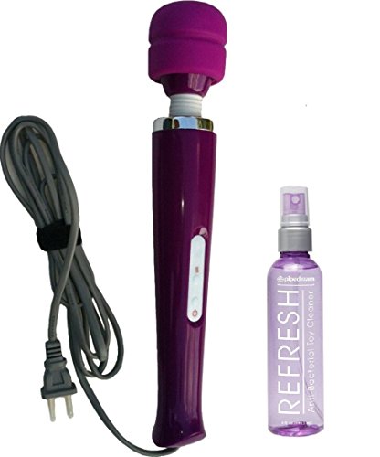 US seller, POWERFUL 8 Speed Massager with soft silicone head, Purple color, + refresh 4oz toy cleaner