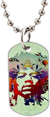 Jimi Hendrix design custom Big Size Oval Dog Tag，Silver animal tags，useful as key chain, luggage tag.