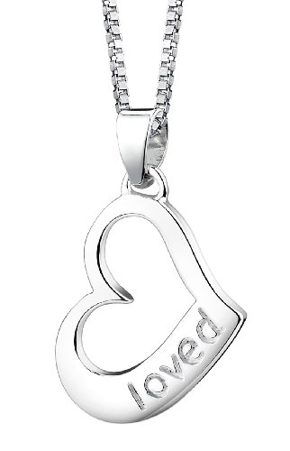 Sterling Silver Loved Open Heart Pendant, 18 419majgl8DL Sterling Silver Loved Open Heart Pendant, 18