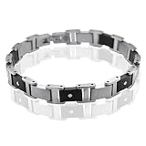 Men's Stainless Steel Black and White Diamond Bracelet Bangle 7.5 (H, SI, 0.18 carat)
