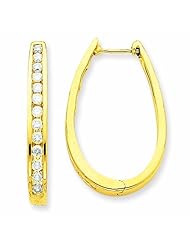 1.1 Carat 14K Gold Diamond Hoop Earrings