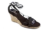 Tom & Eva ladies espadrille with wedge heel, ankle straps and crochet bands by Tom and Eva. Available in Black, Brown or Orange. Free UK P&P! £19.99