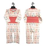 DPB（ディーピービー）ハラマキ付き長袖パジャマ（うさぎ）（白・ピンク）（80〜95cm） (80cm, 白)