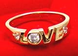 CZ LOVE RING Band Sz 6.5 24KGL 100ml Gold Layered with Lifetime Warranty