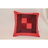 Red and Mauve Striped  Silk Pillow