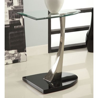 Brushed Chrome Black Poly Chairside Table